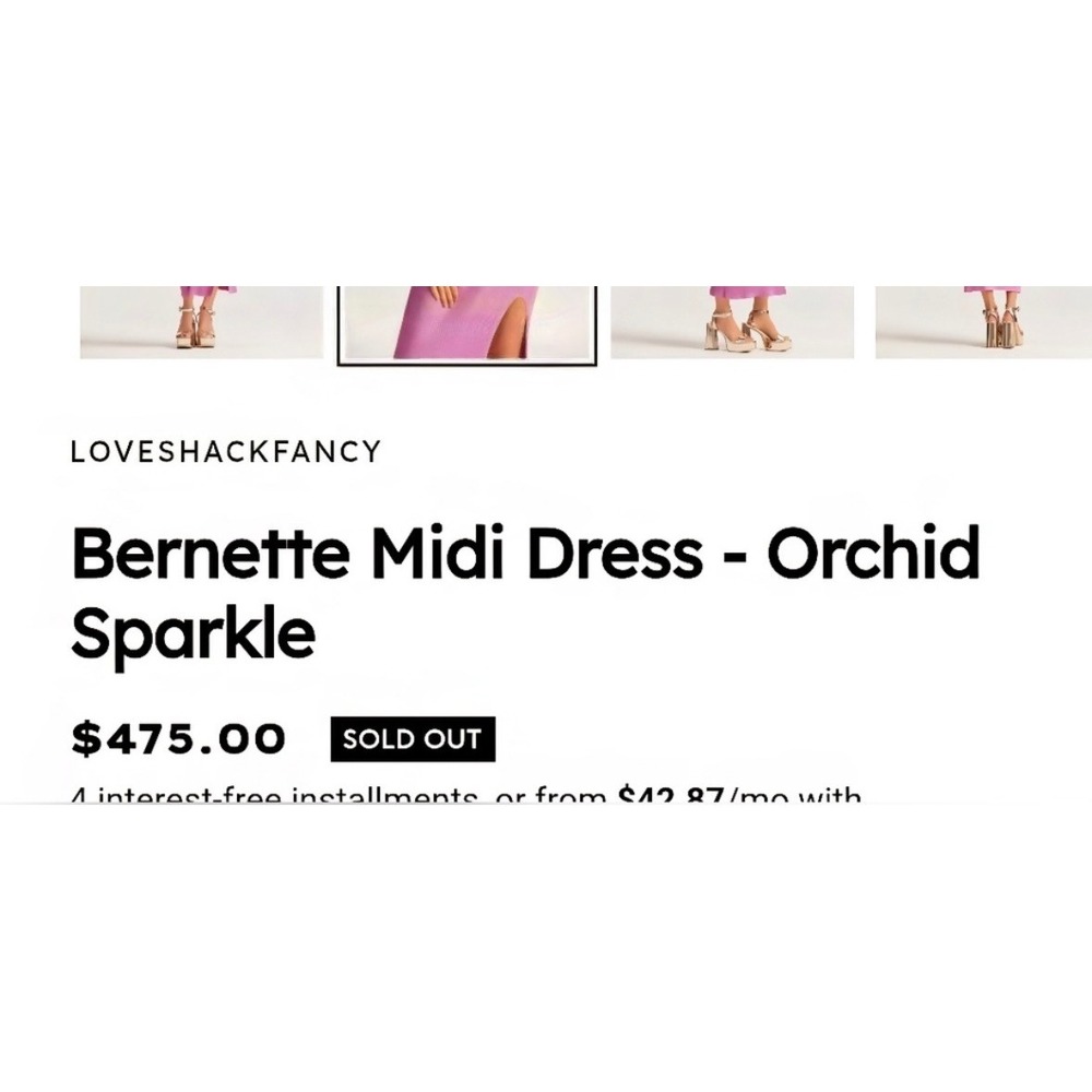 LoveShackFancy Bernette Midi Dress Orchid Sparkle Pink Metallic Cut-Out M - Picture 3 of 12